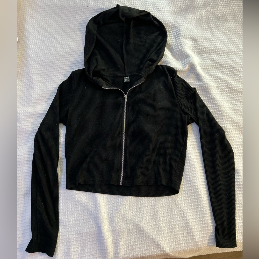 Black hooded zip up